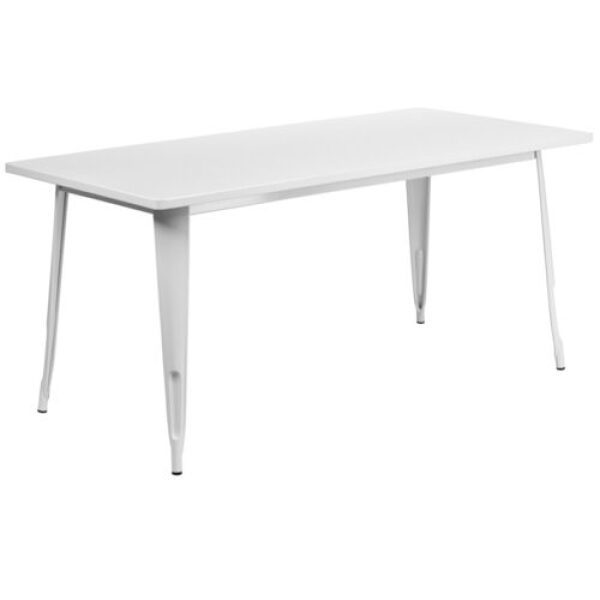 White Table with Metal Legs